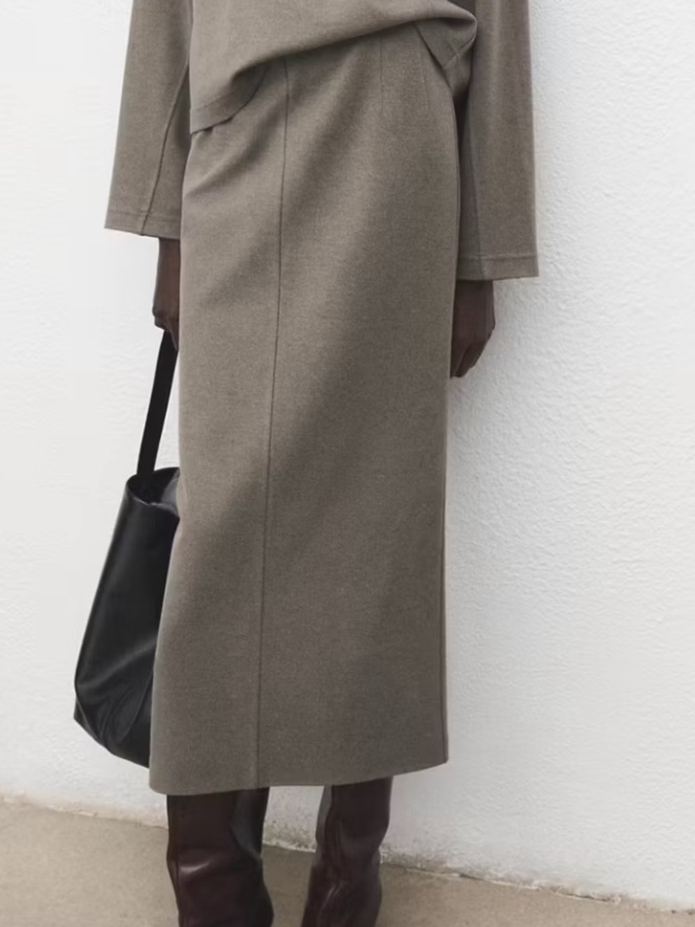 Mango Classic Brown Straight Midi Skirt OPENING PENCIL SKIRT 1287